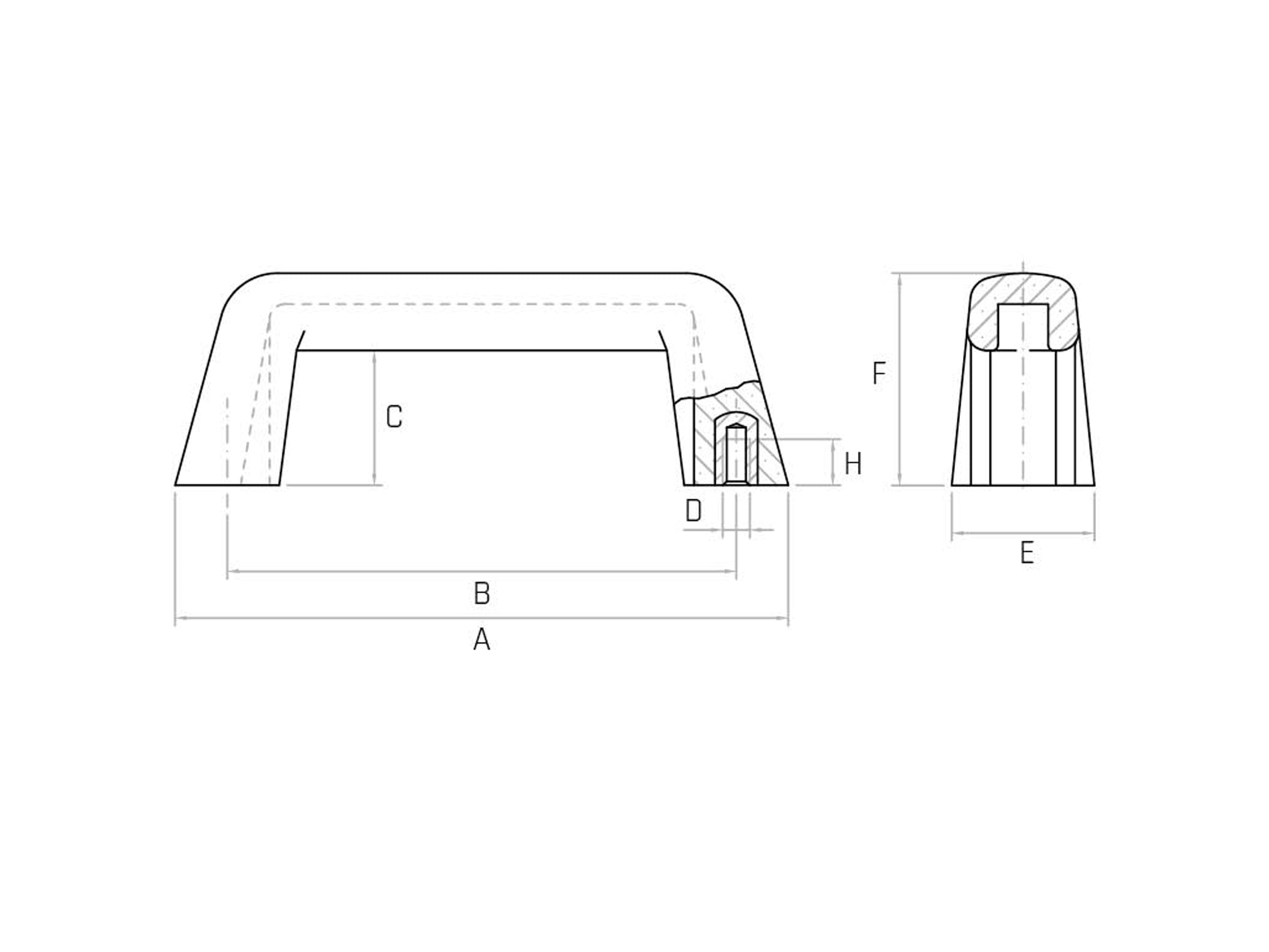 MS - Handle with brass socket and threaded blind hole (Pack of 5) - Gamm MS - Handle with brass socket and threaded blind hole (Pack of 5) - Gamm
